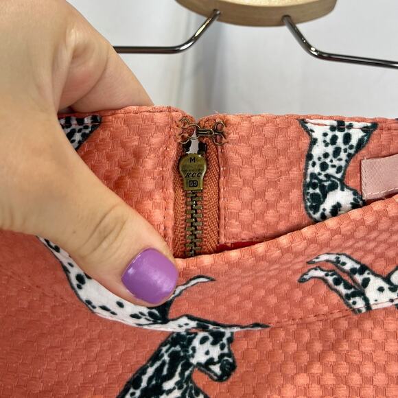 HUTCH Anthropologie Sporty Dalmation Skirt Full A-Line Orange Red Size 2 - Picture 6 of 11